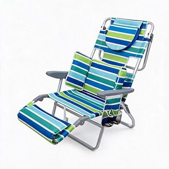 3-in-1 Portable Backpack Beach Chair for Adults, Folding Tanning Lounger with Face Hole