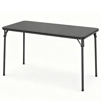 Folding Table 4 Foot Portable Foldable Metal Leg PU Leather Tabletop No Assembly Indoor Outdoor Use