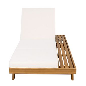 Pnronnc Acacia Wood Outdoor Chaise Lounge with Cushions