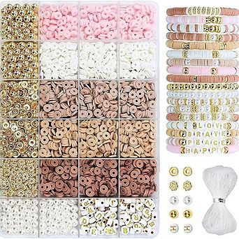 Clay Heishi Beads Kit with Elastic Cord Jewelry DIY Craft Set