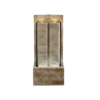 Pnronnc Cascading Water Fountain Feestanding Water Feature Casts with LED Lights and Quiet Pump