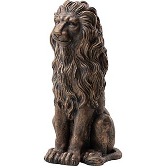 Pnronnc Lion Statue Outdoor Guardian Sculpture Simulated Animal Decor for Villa