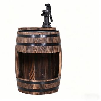 Pnronnc Apple Barrel Pump Water Fountain Outdoor Water Fountain Wooden Water Pump Fountain