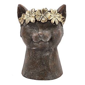 Pnronnc 2-in-1 Cat Statue and Planter Garden Figurine Sculpture