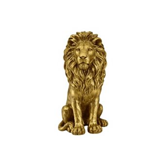 Pnronnc Outdoor Gold Lion Statue Animal Decor Sculpture Courtyard Figurine