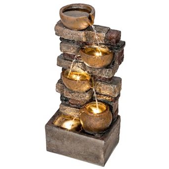 Pnronnc Fountain Cascading LED Waterfall Fountain