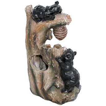 Pnronnc Outdoor Fountain Bears and Honey Beehive Fountain with Pump and LED Lights