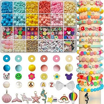 Bracelet Making Kit Acrylic Beads Charms Jewelry DIY Craft Set