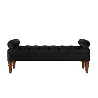 Trikiousd 51.5" Tufted Velvet Upholstered Bench with Bolster Pillows for Bedroom