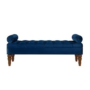 Trikiousd 51.5" Tufted Velvet Upholstered Bench with Bolster Pillows for Bedroom