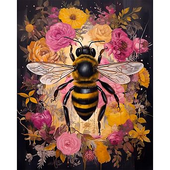 Bees and Flowers Paint by Numbers Kit Canvas Acrylic DIY Painting Set