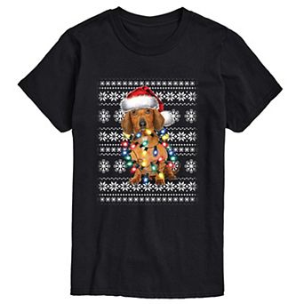 Men's Dachshund Christmas Lights Graphic Tee