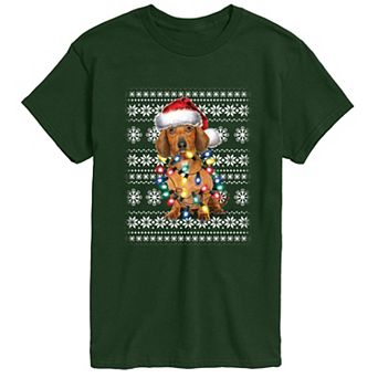 Men's Dachshund Christmas Lights Graphic Tee