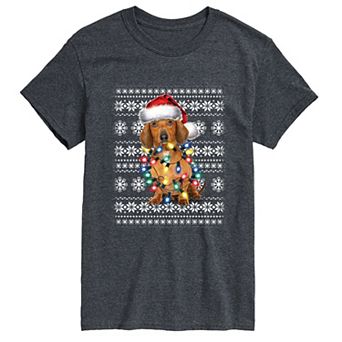 Men's Dachshund Christmas Lights Graphic Tee