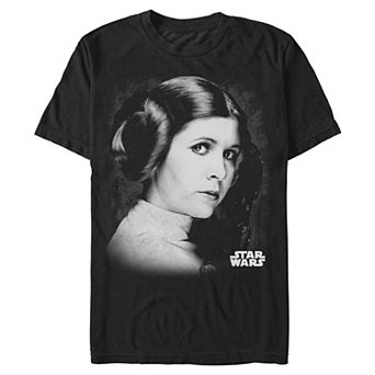 Men's Star Wars Princess Leia Black And White Portrait Graphic Tee