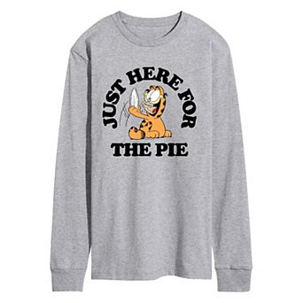 Men's Garfield "Just Here For The Pie" Thanksgiving Long Sleeve Graphic Tee