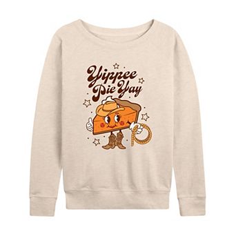 Women's Yippee Pie Yay Pumpkin Pie Cowgirl French Terry Long Sleeve Tee