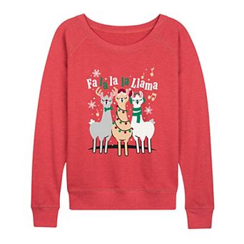 Women's "Fa La La La Llama" Christmas Carol French Terry Long Sleeve Tee