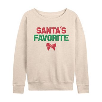 Women's “Santa's Favorite” Holiday Bow French Terry Long Sleeve Tee