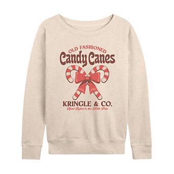Women's Kringle & Co. Old Fashioned Candy Canes French Terry Long Sleeve Tee