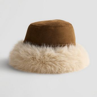 Women's LaValentina Reversible Faux Fur Suede Cloche Hat