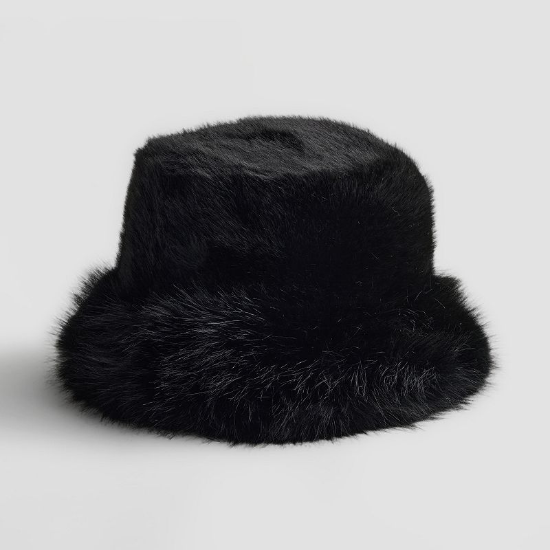 Women's LaValentina Faux Fur Cloche Hat, Black