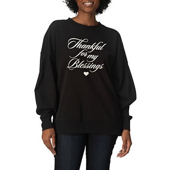 Women's Thankful For My Blessings Oversized Fleece Crew Sweatshirt