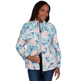 Petite Alfred Dunner Patch Floral Cozy Knit Jacket