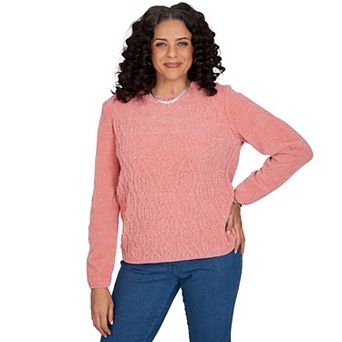 Petite Alfred Dunner Cable Pullover Chenille Sweater