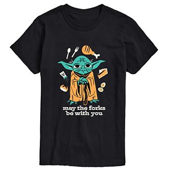 Men's Star Wars Yoda "May The Forks Be With You" Short Sleeve Graphic Tee