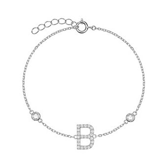 PRIMROSE Cubic Zirconia Round Initial Bracelet