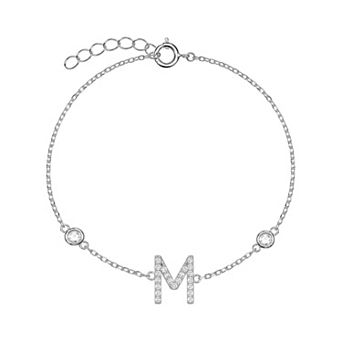 PRIMROSE Cubic Zirconia Round Initial Bracelet