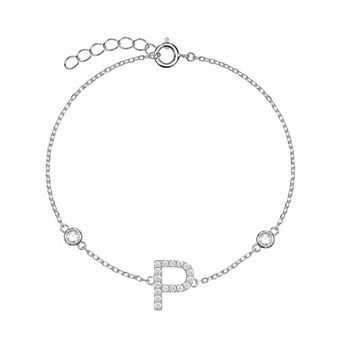 PRIMROSE Cubic Zirconia Round Initial Bracelet