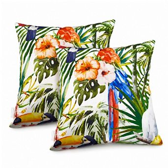 2-Pack Waterproof/Fade-Resist Outdoor Throw Pillows, 18x18" Patio Covers for Garden/Porch/Pool