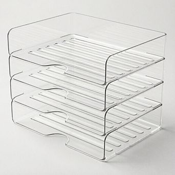 Paper Organizer Letter Tray, 4 Pack Acrylic Stackable Desk File Organizer,Versatile Office Organizer