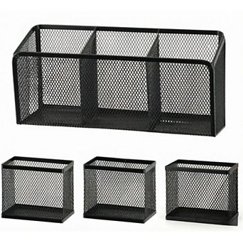 4 Pack Magnetic Pencil Holder,Metal Mesh Storage Basket, Locker Shelf Organizer, For School Office