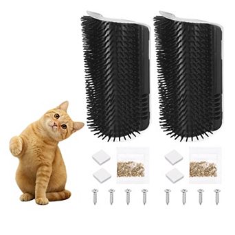 2 Sets Self Grooming Cat Brush, Pet Self Groomer Scratcher with Catnip Softer Scratchers