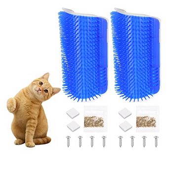 2 Sets Self Grooming Cat Brush, Pet Self Groomer Scratcher with Catnip Softer Scratchers