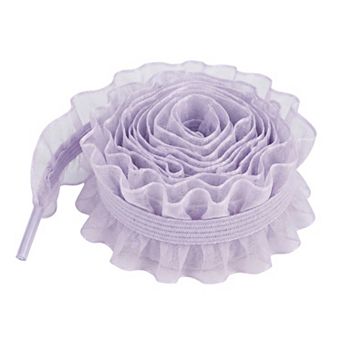 Lace Ruffled Shoelaces Ribbon Semi Sheer for Sneakers 2 Pairs 47.2"