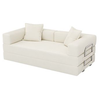 78" Corduroy Convertible Modular Sofa Bed with Removable Covers