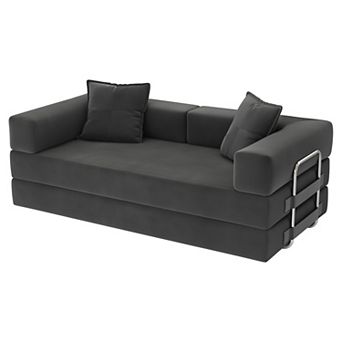 78" Corduroy Convertible Modular Sofa Bed with Removable Covers