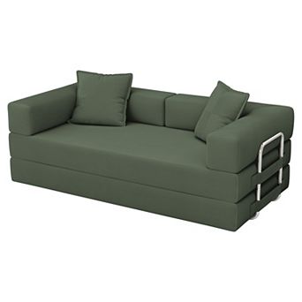 78" Corduroy Convertible Modular Sofa Bed with Removable Covers