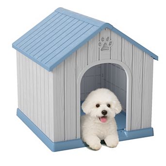 Yurblax Dog House, Resin Weatherproof Kennel with Air Vents, Cozy for Indoor Outdoor