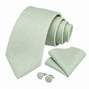 Silk Paisley Solid Mens Necktie Set Pocket Square Cufflinks Formal Wedding Gift