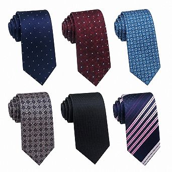 Men Woven Jacquard Necktie Set 6-Pack Business Formal Wear
