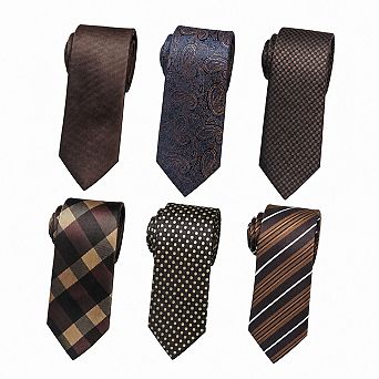 Men Woven Jacquard Necktie Set 6-Pack Business Formal Wear
