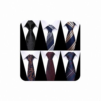 Men 6-Pack Woven Jacquard Neckties Set for Business and Formal Occasions