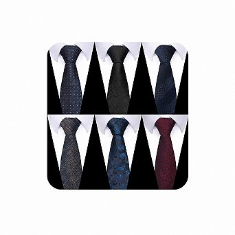 Men 6-Pack Woven Jacquard Neckties Set for Business and Formal Occasions