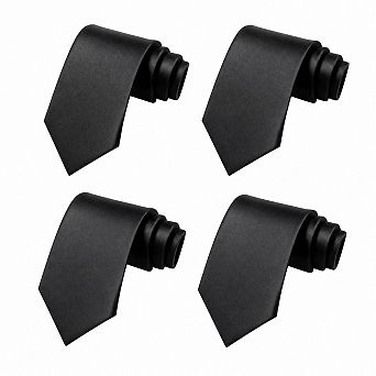 4 pc Mens Satin Necktie For Business Wedding Holiday Gifting
