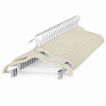 24 Pack Ultra Thin Non Slip Skirt Hangers with Clips Space Saving for Pants Jeans Dress